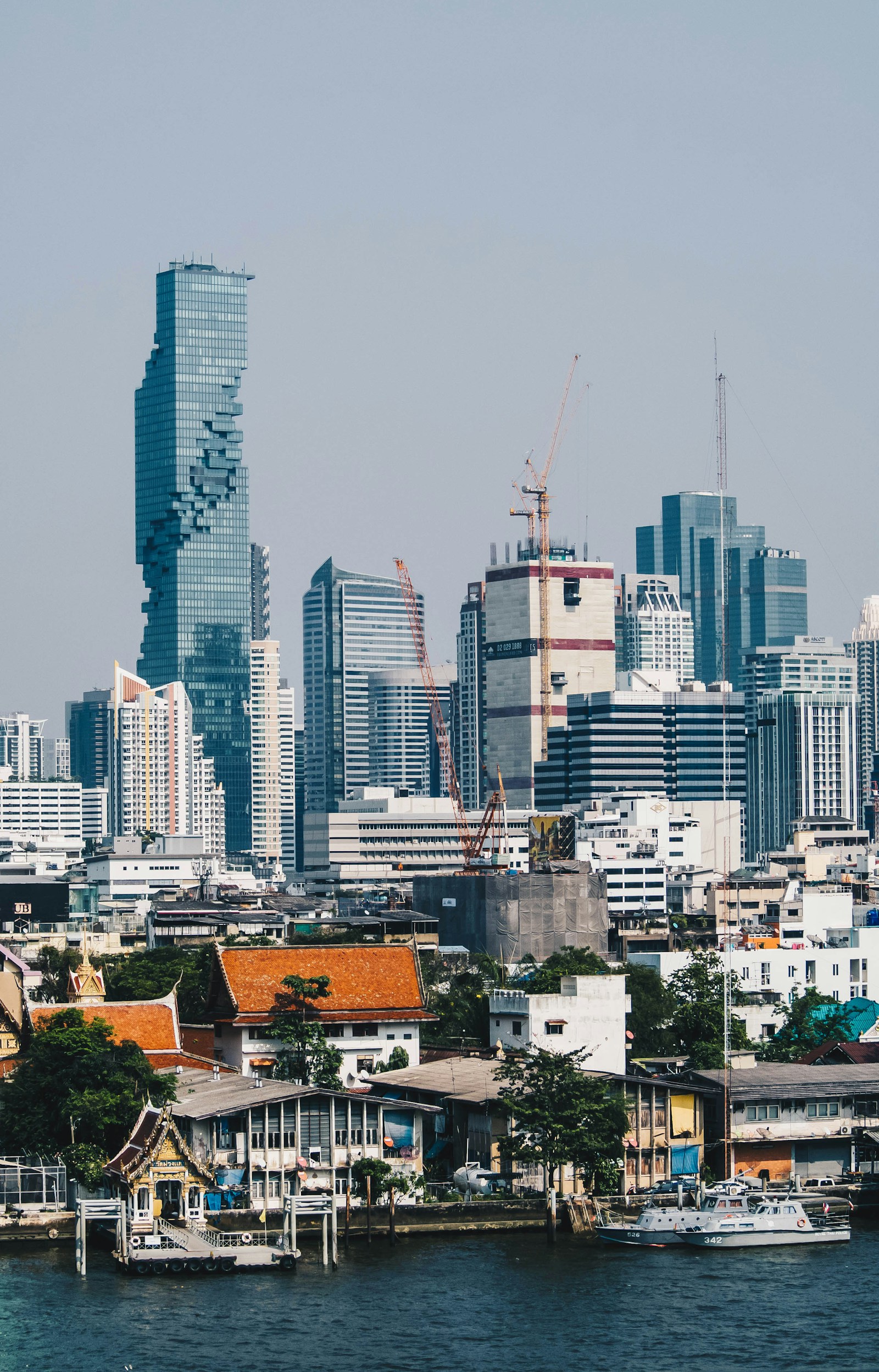 Bangkok cityscape near IconSiam and the Chao Phraya River