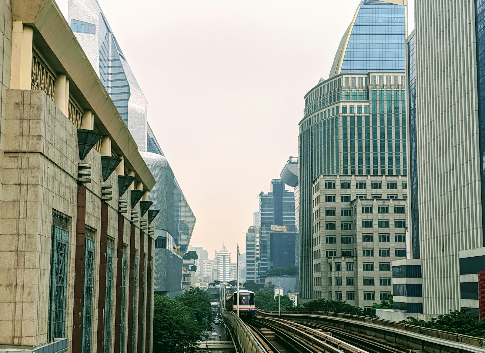 Tree-lined street near BTS Ari station, Bangkok